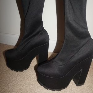 Platform thigh high boots with heel